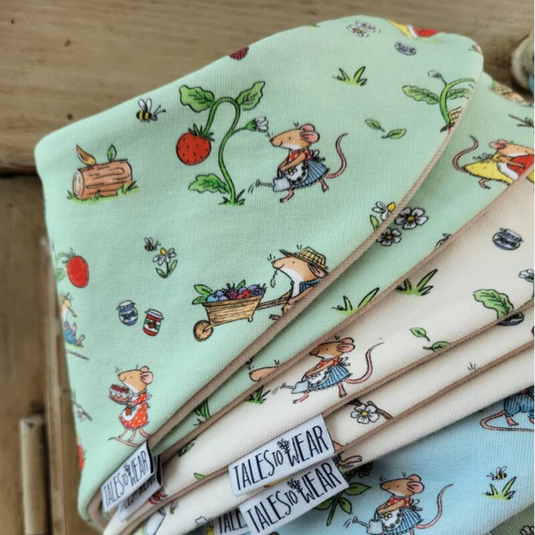 Bandana DROOL BIB - Light Jade Green - with mice