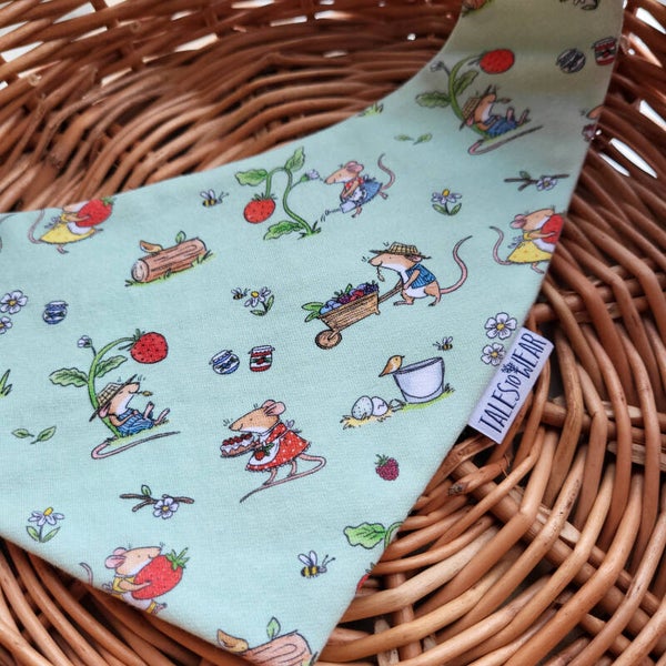 Bandana DROOL BIB - Light Jade Green - with mice