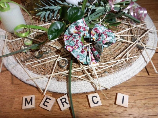 Chouchou  vert rose romantique