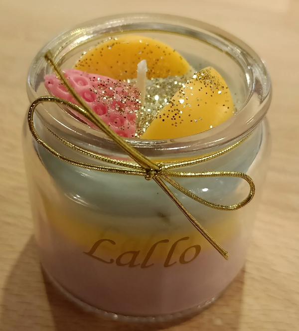 Kaarsje in glaasje 'Fruit', (Geur : mango)