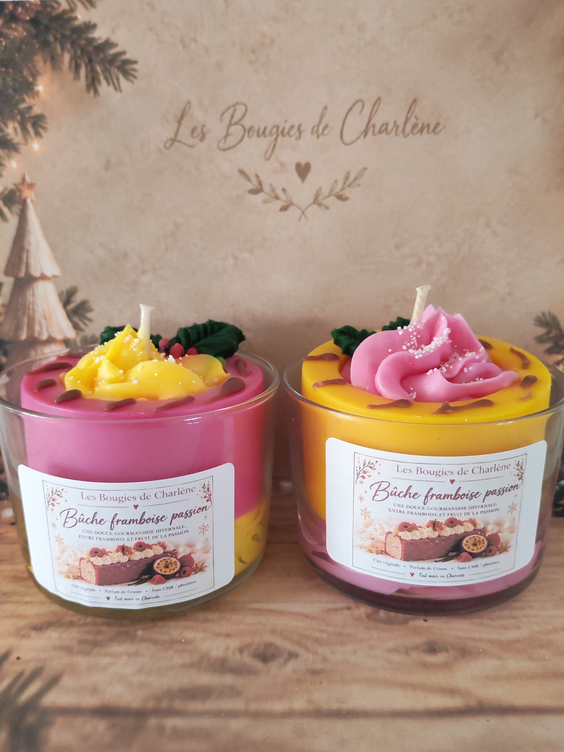 Bougie Bûche Framboise Passion
