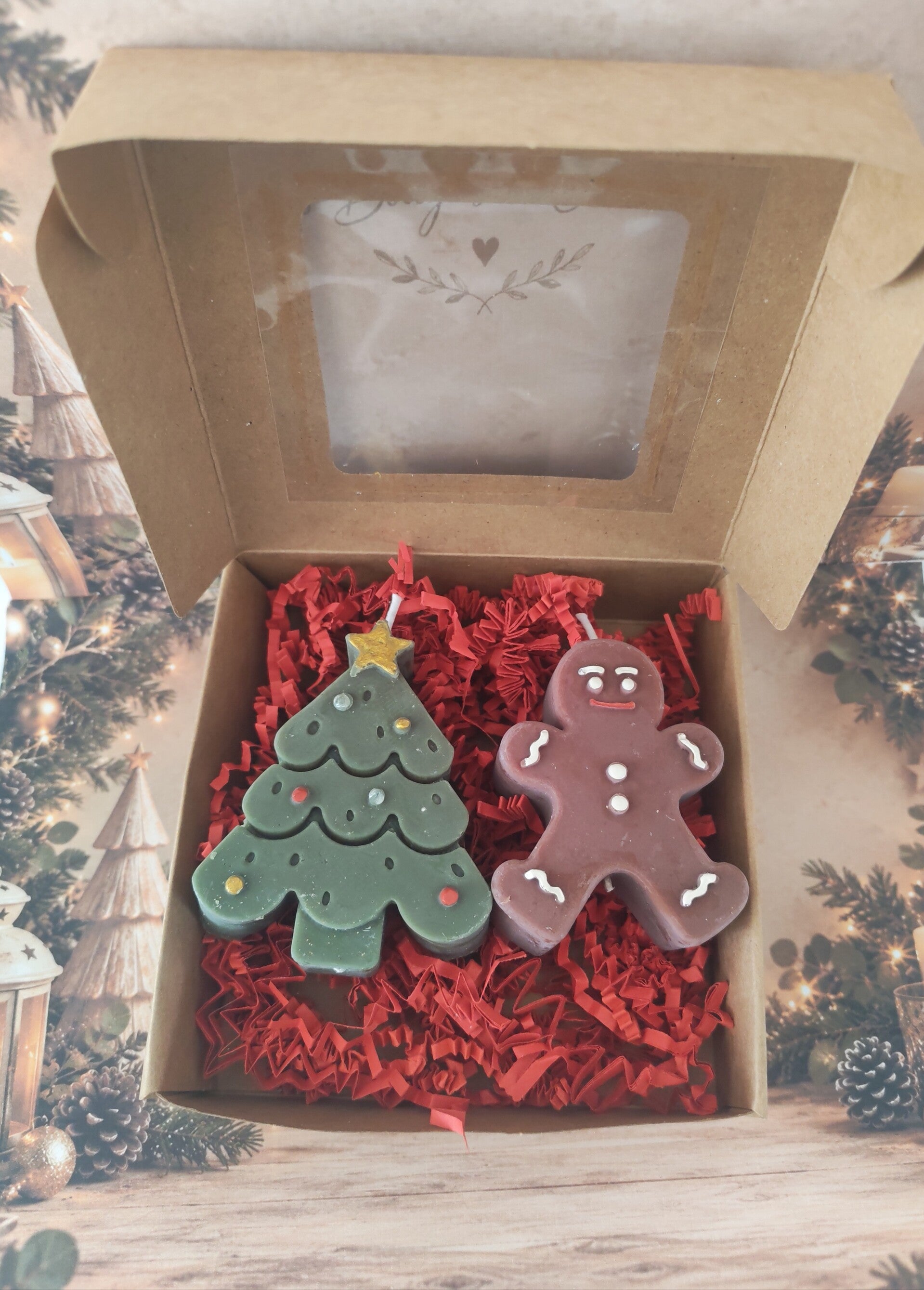 Coffret de 2 bougies moulées de Noël
