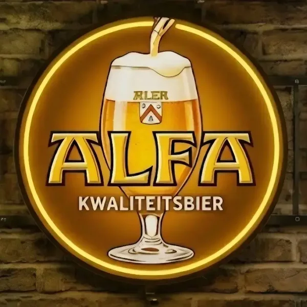 Alfa Bier LED Neon Bord - Kwaliteitsbier Wandverlichting - Rond