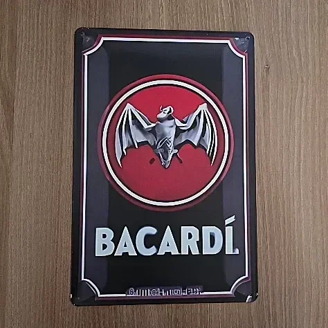 Bacardi Vintage Metalen Wandbord - 20x30 cm - Gebruikte Staat