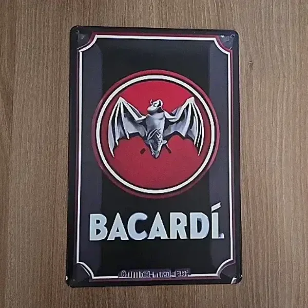Bacardi Vintage Metalen Wandbord - 20x30 cm - Gebruikte Staat