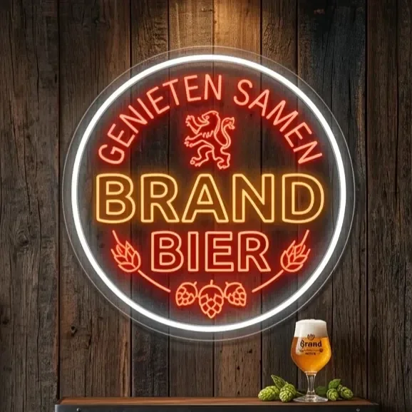 Brand Bier LED Neon Bord - Genieten Samen - Wanddecoratie