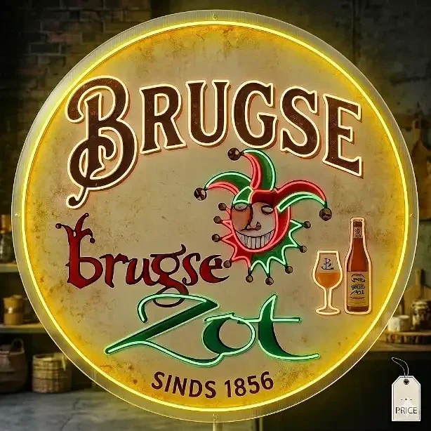 Brugse Zot LED Neon Bord - Bier Verlichting - Rond - 22cm tot 62cm