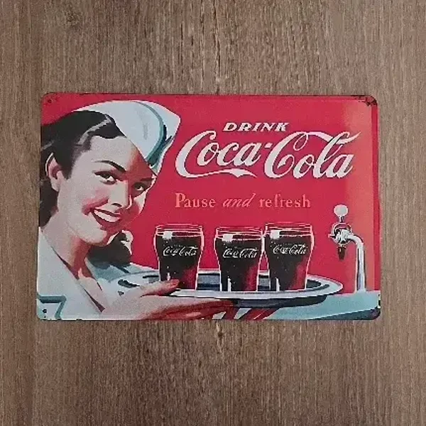 Vintage Metalen Wandbord Coca-Cola - Pause and Refresh - 20x30 cm