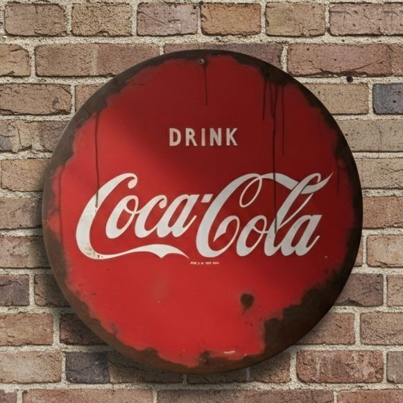 Vintage Metalen Wandbord Coca-Cola - Retro Rond - Rood