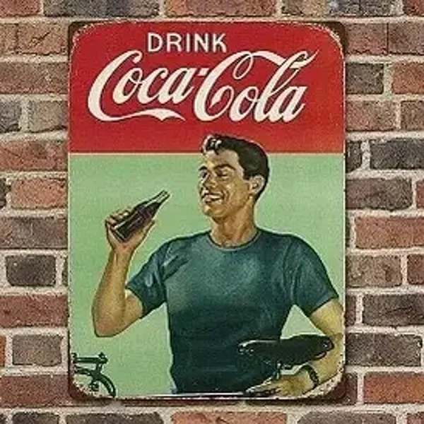 Retro Metaal Wandbord Coca-Cola Fietser Vintage