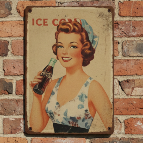 Retro Metalen Wandbord - Vintage Coca-Cola Stijl - Jaren '50 Dame