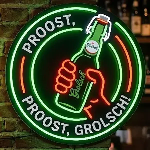 Grolsch Neonbord - Proost Beugelfles - LED Wandverlichting