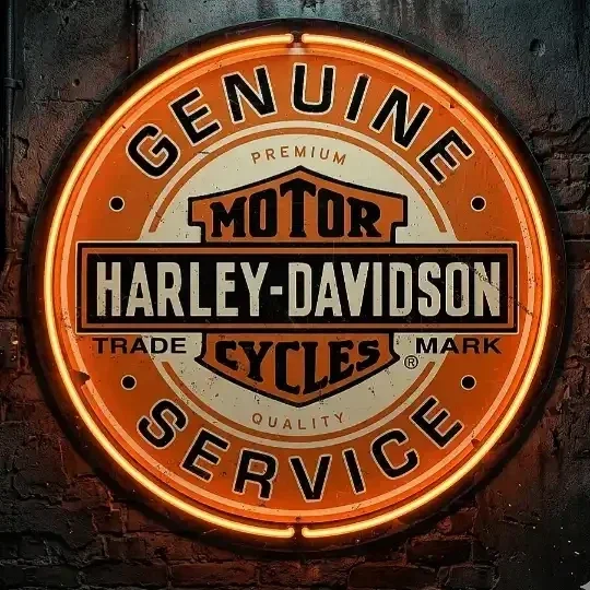 Harley-Davidson Logo Neonbord - Vintage LED Verlichting - Oranje/Zwart