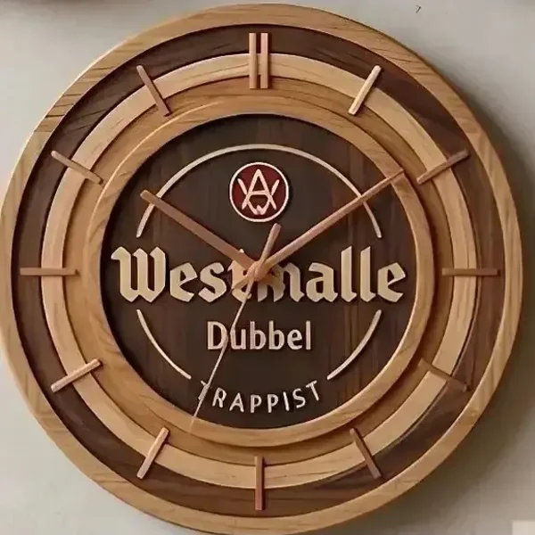 Westmalle Dubbel Wandklok - Luxe Houten Bierklok 30cm