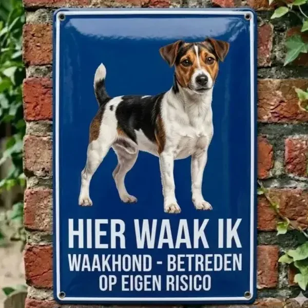 Metalen Waakbord Jack Russell - Hier Waak Ik - 20x30 cm