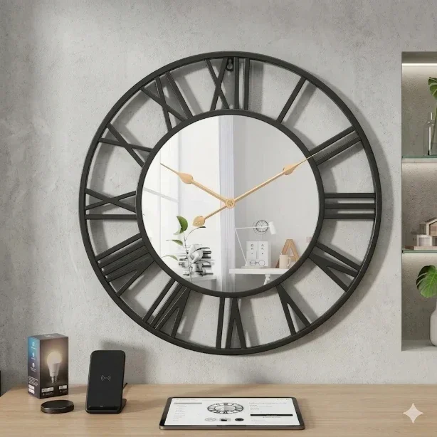 Industriële Spiegelklok 50/60 cm - Metaal