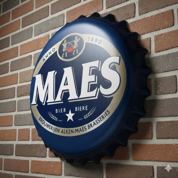 Maes Pils Metalen Wandbord Kroonkurk - 43cm - Blauw