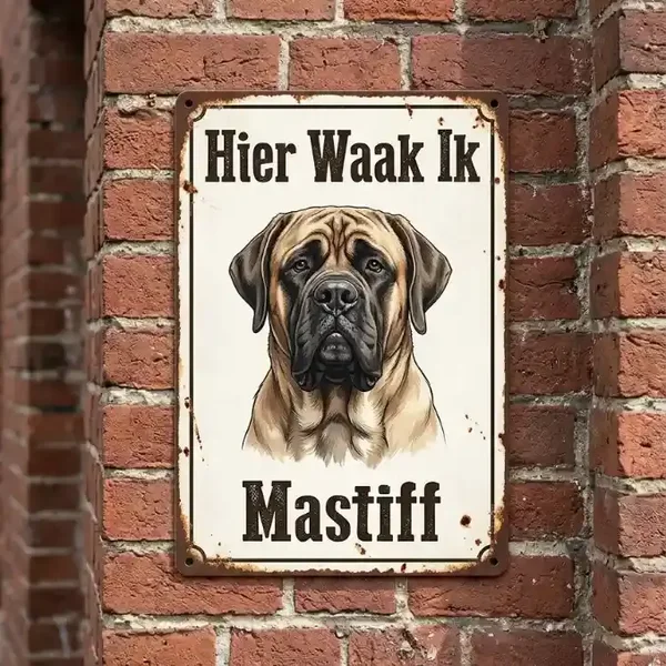 Waarschuwingsbord Mastiff - Hier Waak Ik - Metaal - Vintage Look