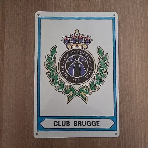 Vintage Metalen Bord Club Brugge - Logo 1891 - 20x30 cm