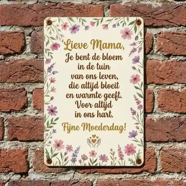 Metalen Bord Lieve Mama Bloem - Moederdag Cadeau