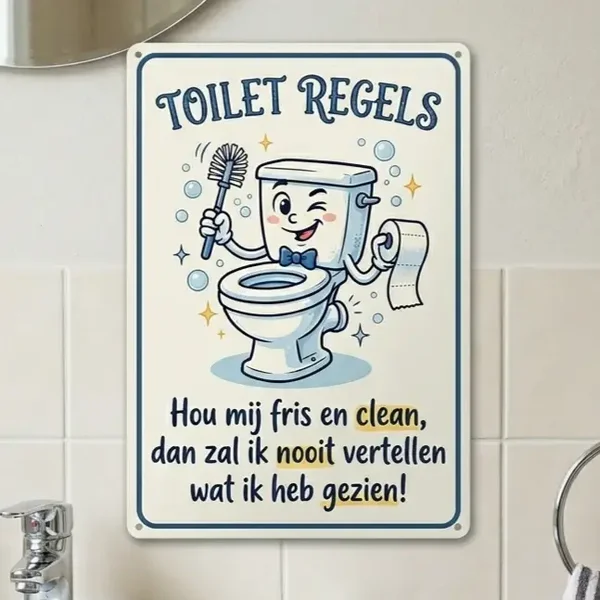 Metalen Bord Toiletregels - Grappige Tekst - 20x30 / 30x40 cm