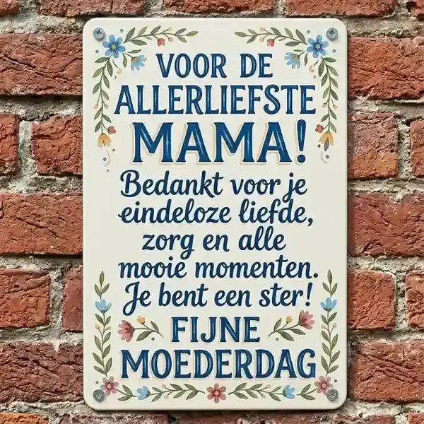 Metalen Tekstbord Allerliefste Mama - Cadeau Moederdag