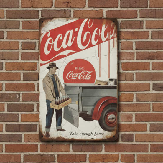 Metalen Wandbord Coca-Cola Retro Truck - Vintage Decoratie