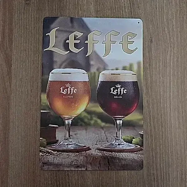 Leffe Vintage Metalen Wandbord - Bier Reclamebord 20x30cm