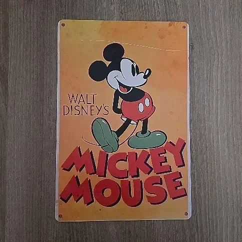 Vintage Metalen Wandbord Mickey Mouse - 20x30 cm