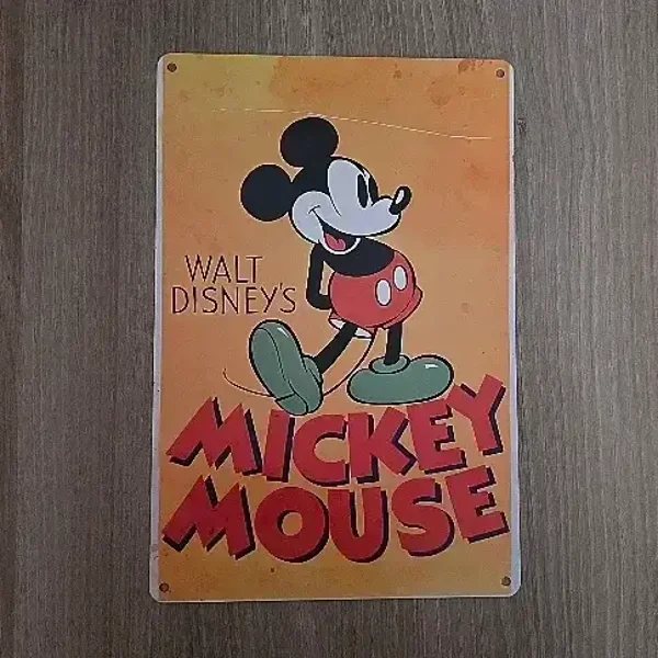 Vintage Metalen Wandbord Mickey Mouse - 20x30 cm