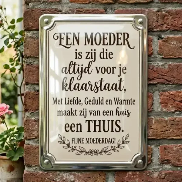 Metalen Wandbord Moederdag - Een Moeder Maakt een Thuis