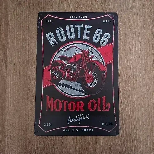 Vintage Wandbord Route 66 Motor Oil - 20x30 cm