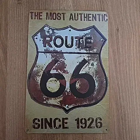 Vintage Metalen Bord Route 66 - Retro Wandbord 20x30 cm
