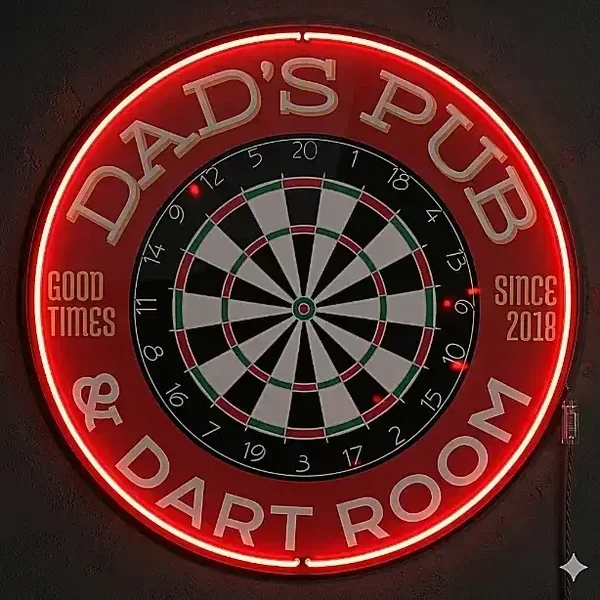 Neon LED Bord - Dad's Pub & Dart Room - Rood - Inclusief USB