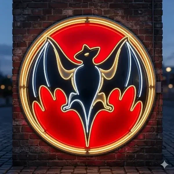 Neon Bord Vleermuis - Bat Logo LED Neon Sign - Rood/Goud