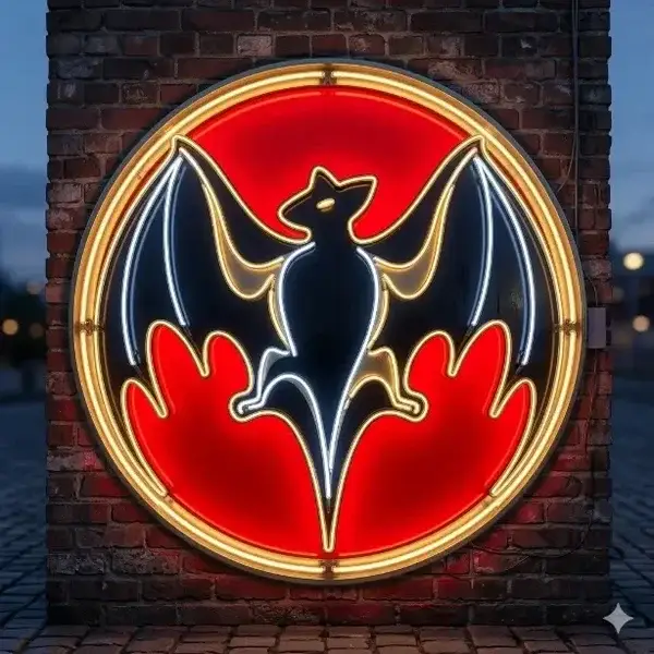 Neon Bord Vleermuis - Bat Logo LED Neon Sign - Rood/Goud