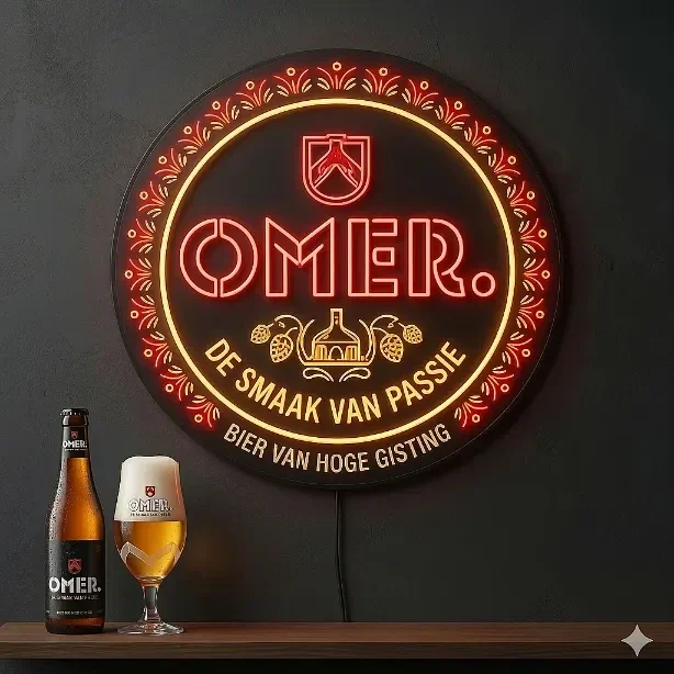 OMER. Bier Neon LED Bord - De Smaak van Passie - Wanddecoratie