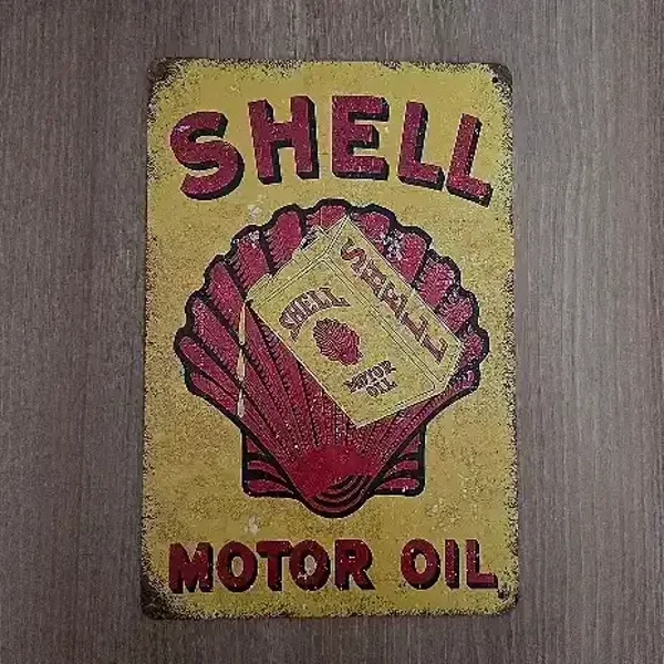 Shell Motor Oil Vintage Metalen Bord - Retro Wandbord 20x30 cm
