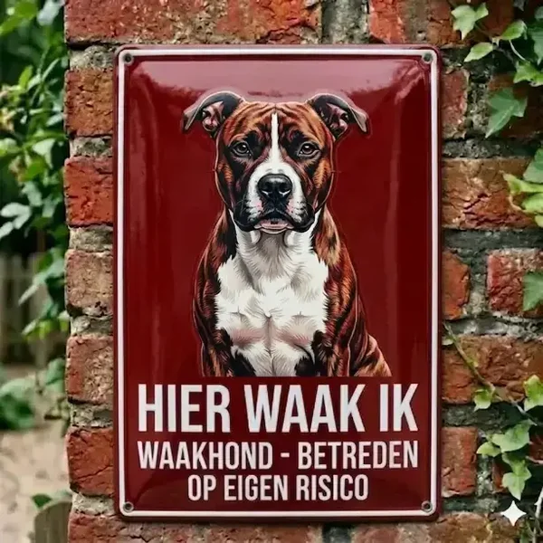Metalen Waakbord Stafford - Hier Waak Ik - 20x30 cm