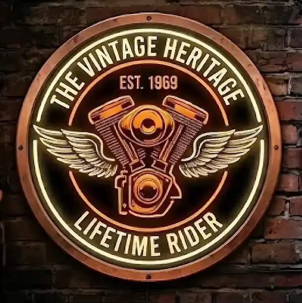 Vintage Heritage Motor LED Neon Bord - Lifetime Rider - Diverse Maten
