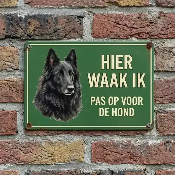 Metalen Waakbord Belgische Herder - Hier Waak Ik - Diverse Maten