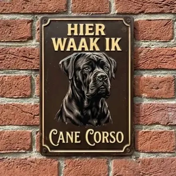Cane Corso Waakbord Metaal - Hier Waak Ik - Diverse Maten