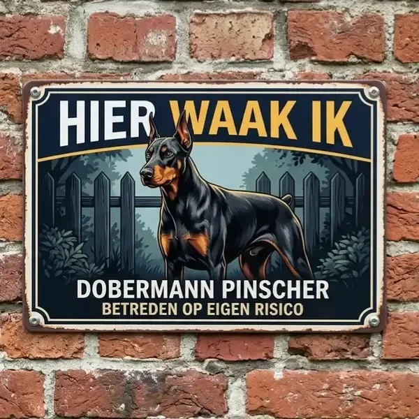 Dobermann Pinscher Waakbord Metaal | 20x30 & 30x40 cm