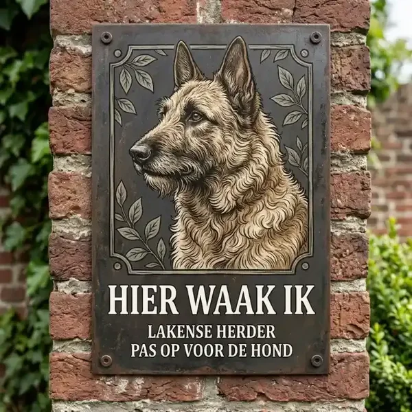 Metalen Waakbord Lakense Herder - Hier Waak Ik - Verschillende Maten