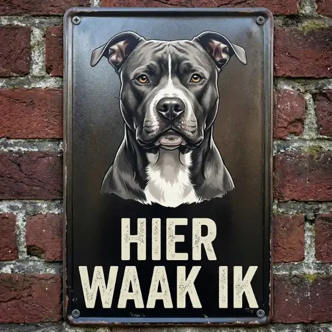 Metalen Waakbord Hier Waak Ik