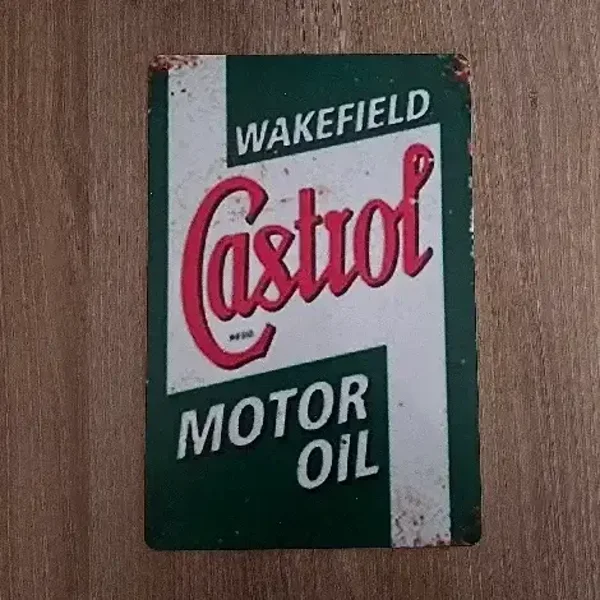 Vintage Metalen Bord Wakefield Castrol Motor Oil - 20x30 cm