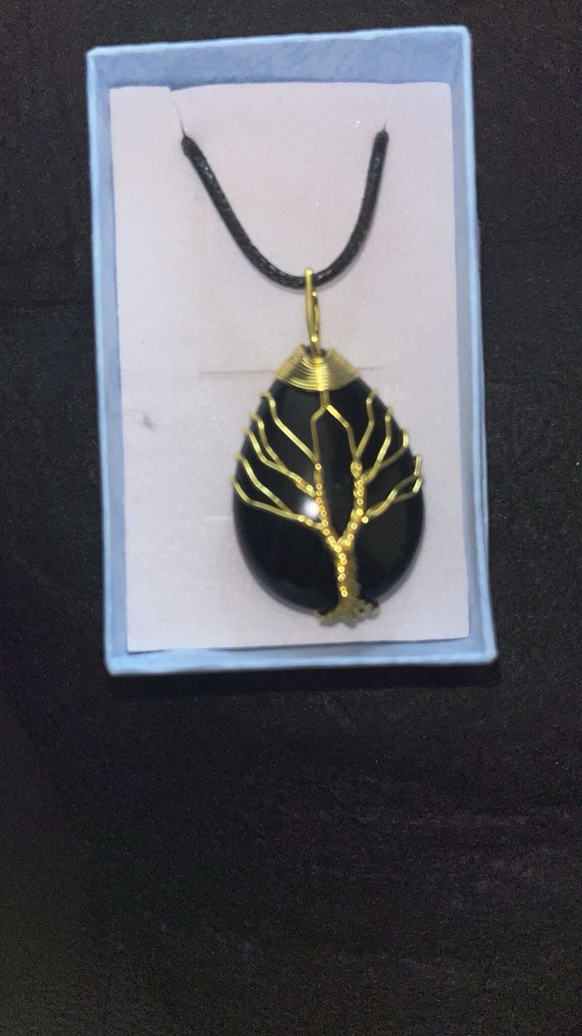🌳 Collier Arbre de Vie Noir & Doré – Symbole d’Harmonie
