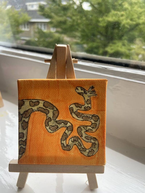 “Confused giraffe” canvas drawing