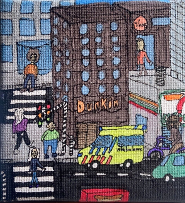 “City” canvas drawing