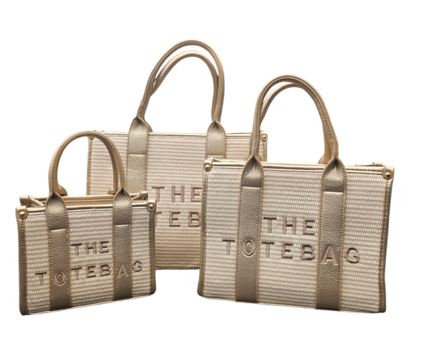 THE TOTEBAG tasje klein beige en goud